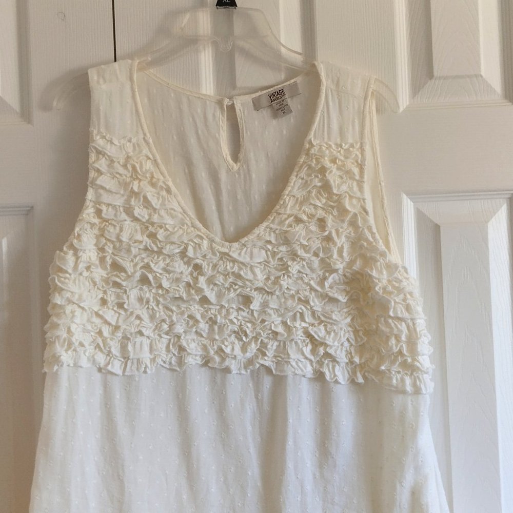 Vintage America Cream Ruffle Blouse